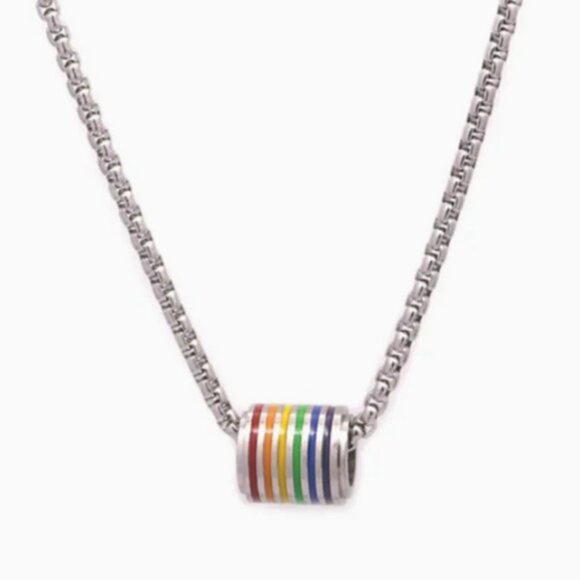 d'vine Products Jewelry - Titanium Steel Pride Barrel Rainbow Pendant Necklace for Women & Men